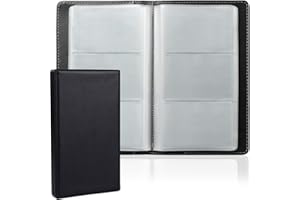 AFCJLTO Porte Cartes de Visite pour 120 Cartes avec Intérieur Transparent,Rangement Carte de Visite à usage Professionnel ou Personnel,Pratique pour Le Bureau(Noir)