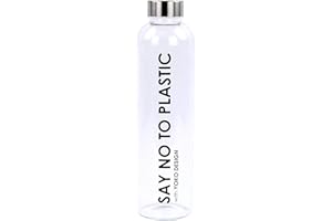 YOKO DESIGN - GLASS BOTTLE 750 ml SAY NO TO PLASTIC avec boite cadeau ronde