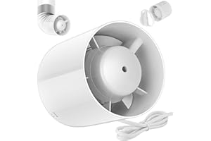 Aprto Rohrventilator 100mm, Rohrlüfter 130 m³/h, 34dB Leise, Abluftventilator Rohrlüfter 100mm, Rohrventilator Rauchabzug für Badezimmer, Küche, WC, Gewächshaus, Growzelt, Garage
