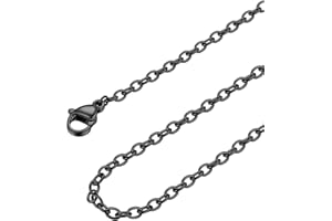 FOCALOOK Edelstahl Kette Damen 1.4mm/2mm dünne Rolokette Edelstahl Halskette Ersatzkette für Anhänger Silber/Gold/Rosegold/Schwarz wählbar 35/40/45/50/55/60/65/70/75cm Länge