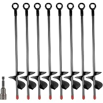 Zaxiva Lot De 4 Piquets D'Ancrage Au Sol Spirales Robuste - Kit Complet Avec Adaptateur Pour Trampoline, Tentes, Auvents Et Bâches