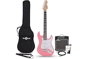 GEAR4MUSIC Guitare Électrique LA 3/4 Rose, Ampli Guitare de 10 W & Pack d'Accessoires