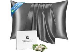 ‎RAVMIX SeidenKissenbezug 40x80, Ravmix Kissenbezüge aus Seide, für Haar und Haut, mit verstecktem Reißverschluss, beide Seiten Seide, Maulbeerseide Kopfkissenbezug 40x80, 1 Stück, Anthrazit