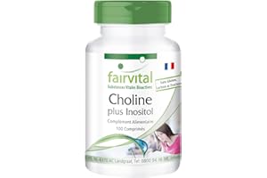 Fairvital | Choline, plus inositol - VRAC pour 100 jours - VEGAN - Fortement dosé - 100 comprimés