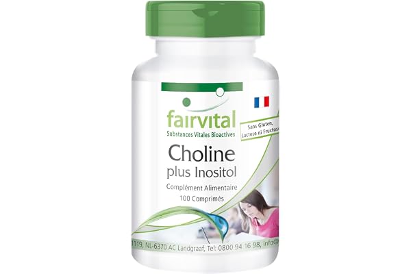 fairvital Bitartrate de choline plus inositol, 100 comprimés, HAUTEMENT DOSÉ, VÉGÉTALIEN