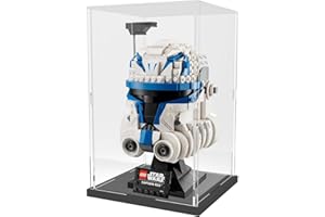 Nynelly Acrylic Display Case for Lego Star Wars Helmet for Lego Captain Rex Helmet for Lego Display Case for Models Figure Assemble Dustproof Thickened Clear Display Box(Black)