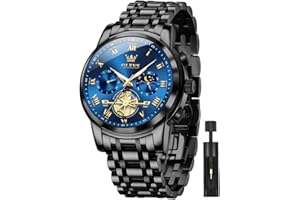 OLEVS Men Watch Chronograph Stainless Steel Quartz Business Dress Luminous Waterproof Multi-Function Men Wrist Watch