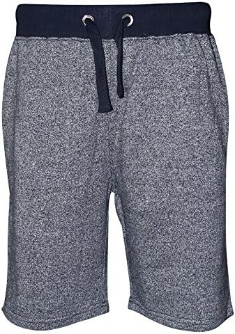 16Sixty New Mens Fleece Running Gymwear Shorts Teen Casual Charcoal Navy Shorts (Navy/Melange/Navy, Large)
