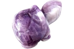 Lovionus89 Ręcznie rzeźbiony kamień kryształ żółw, 40 mm mały żółw figurka zwierzęcia torba statuetka rzeźba ametyst