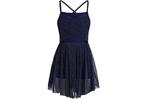 IEFIEL Tutu Robe Ballet Enfant Fille Robe Latin Danse Gymnastique Léotard à Paillettes Bretelles Justaucorps Ballet Gym Danse Jupe Fille 4-16 Ans