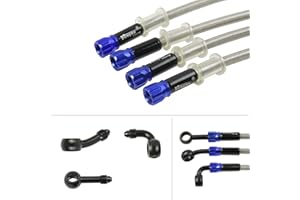 FIREYOURACING Motorcycle Brake Hose Braided,400-2400mm AN3 Hydraulic Clutch Tube Oil DOT Fluid Pipe Line Stainless Steel for ATV Dirt Pit Street Racing Bike,Removing Fittings Banjo (SliverBlue, 1500mm)