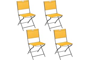 Hespéride - Lot de 4 Chaises de Jardin Pliantes Modula Moutarde - Acier Traité Epoxy Texaline - Dim 46 x 52 x 87 cm - Meuble d'Extérieur Pliable