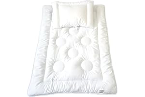 TM Maxx Baby Set Kinder Set Motiv Ringe Decke Bettdecke Steppbett und U-Kissen Öko-Tex Standard 100 Mikrofaser Weiß Faserbällchen Füllung Nachhaltiges Produkt