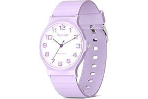 SOCICO Analogue Watch for Women Men, Waterproof Watch for Swimming, Easy Read Quartz Minimalist Ladies Wrist Watches with Silicone Strap