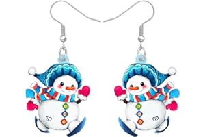 RAIDIN Boucles d'oreilles pendantes en acrylique bonhomme de neige mignon de Noël Cadeaux pour femmes filles filles Bijoux hypoallergéniques pour les fêtes de fin d'année
