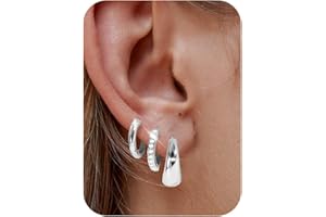 VIDONIO 3 Paar Ohrringe Silber 925 Für Damen, 14K Vergoldet Hypoallergen Ohrringe Set Stapelbar AAA+ Zirkonia Ohrstecker Schlafen Knorpel,Creolen Gold Für Mehrere Piercings Damen Schmuck