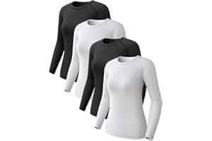 CL convallaria Women Thermal Tops Fleece Line Athletic Long Sleeve Thermal Vest Compression Baselayer Workout Shirts Soft and Warm Gear