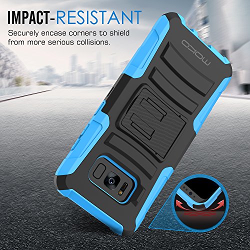 MoKo Samsung Galaxy S8 Plus Funda - Cuerpo de la Resistente Funda Giratoria con Clip de la Correa Resistente Choque de Doble Capa para Samsung Galaxy S8 Plus Smartphone  Azul