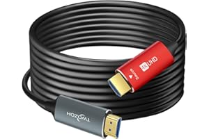 Twozoh Cavo HDMI Fibra Ottica 30M, 4K Cavi Fibra HDMI Alta Velocità Supporto 3D 4K@60Hz/18Gbps