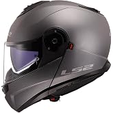 LS2 STROBE 2 Mat Titanium Kask, ECE 22.06 P/J Sertifikalı Profesyonel &Ccedil;ene A&ccedil;ılır Mod&uuml;ler Motosiklet Kaskı, KPA Kabuk, Dahili