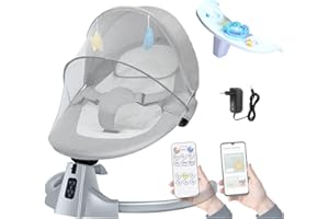 Wrneaoch Sdraietta Neonati Elettrica, 2in1 Sdraietta Neonati 0-18 Kg, Sdraietta Neonato con telecomando e Bluetooth, Dondolo Neonati Elettrico con cintura di sicurezza a 3 punti, per Bambino 0-18 Mesi