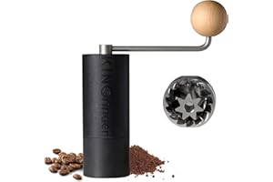 KINGrinder Macinacaffè manuale leggero P2 per moka, caffettiera francese, gocciolamento ed espresso, con consistenza di montaggio, in acciaio inox, capacità 20 g, 5BP2001-BK