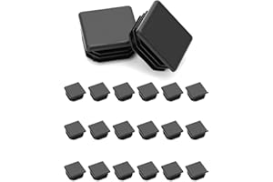 QWORK 20 PCS 30 x 30 mm Bouchons à lamelles pour Tube carré, Embout de Bouchon en Plastique Noir carré pour Tube de Tuyau, Plastique polyéthylène, Bouchons d'extrémité