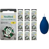 YesMed Extra Power 10 Numara İşitme Cihazı Pili (10 Paket x 6 Adet = 60 Adet Pil) + HEDİYE İşitme Cihazı El Pompası-Puar