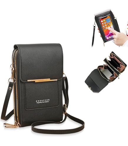 Borsa Per Cellulare Donna Nylon Leggera 17x10 Cm Tracolla Regolabile Con Cerniera