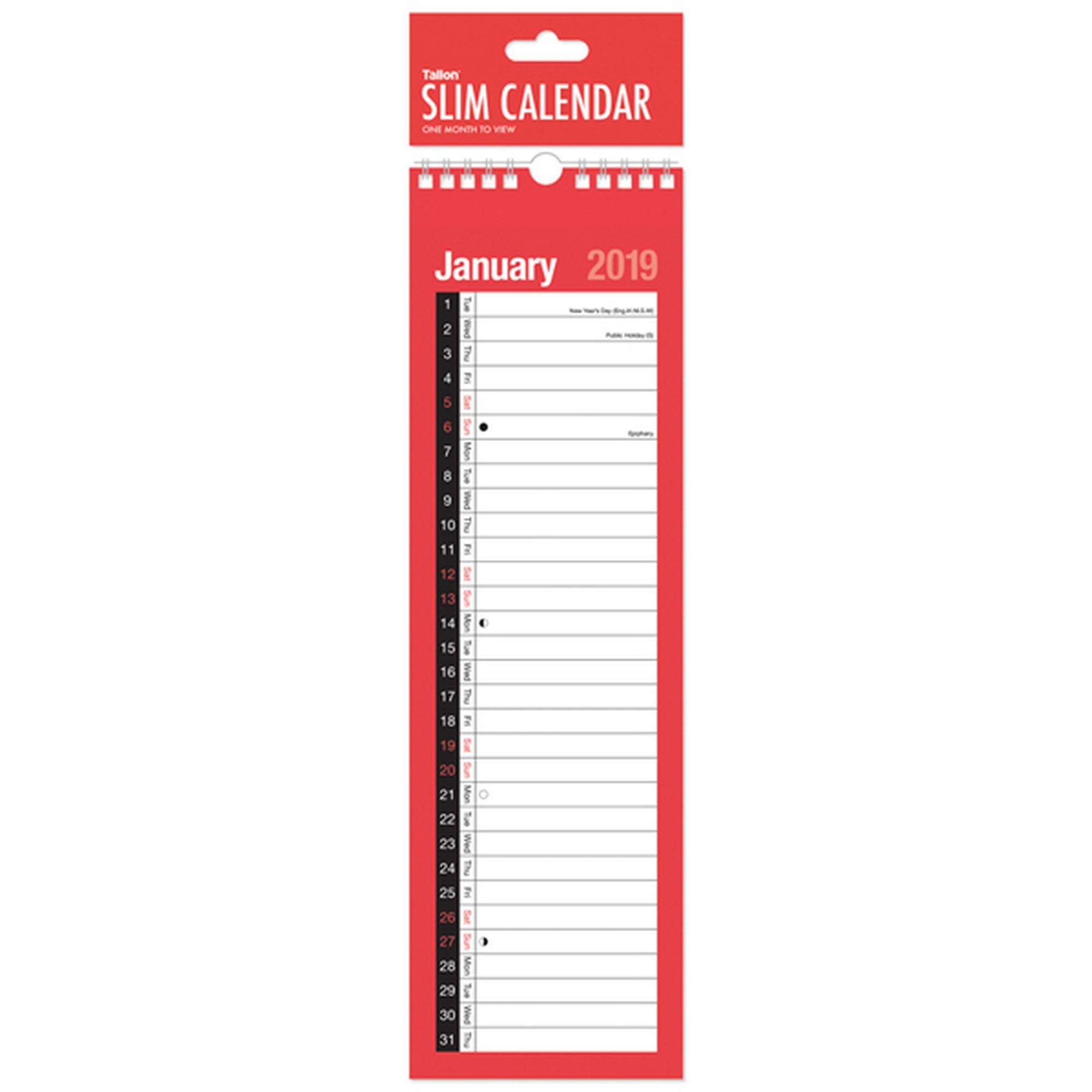 Tallon 2020 Slim Month To View Spiral Bound Wall Planner Calendar 3801 colleges.co.uk