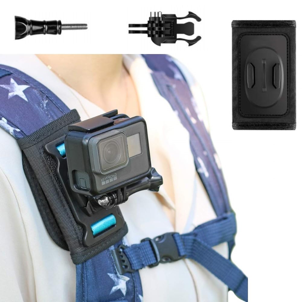 TECHONTO Universal Backpack Shoulder Strap Mount Review: Adjustable Pad & 360° Rotating Base for Action Cameras
