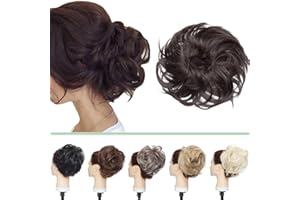 Silk-co Chignon Elastico Capalli Finti Messy Bun Hair 80g Extension Coda Capelli Lunghi 15-18cm Volumizzanti Posticci per Capelli-Marrone Scuro