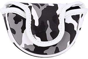 chengong Copricapo per Mazza da Golf, Copri Putter semicircolare, Fibbia Magnetica Impermeabile in Pelle PU 13x9x3cm per Principianti Golfisti Lovers(Camouflage Gray)