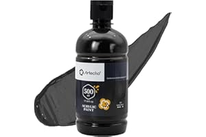 Artecho Lamp Black Acrylic Paint 500ml/17oz, Craft Paint for Art Supply, Ideal for Canvas, Fabric, Pumpkin, Rock, Leather, Model, Ceramic, Plastic, Clay, Glass.