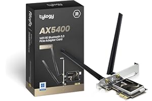 HCX Tylogy WiFi 6E Carte WiFi PCIe AXE5400Mbps, Bluetooth 5.3, Tri-Bandes 6GHz/5GHz/2.4GHz, WPA3, Antennes Externes à très Haut Gain, Realtek RTL8852CE 160MHz, Compatible Windows 10/11