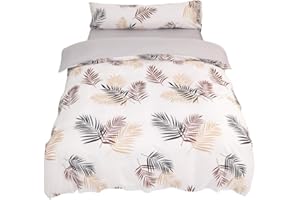 KUMY Juego de Funda Nórdica 3 Piezas - Funda Nórdica - Sábana Bajera – Funda de Almohada- Suave y Transpirable (Cama 90-150x220cm + 90x190/200 + 45x110cm, Pluma)