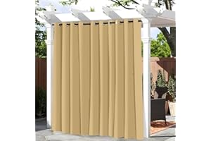 Hixingo 1 Panele Cortina Exterior Impermeable, Cortinas Opacas con Ojales, para Terraza/Patio/Jardin/Porche, Color Sólido