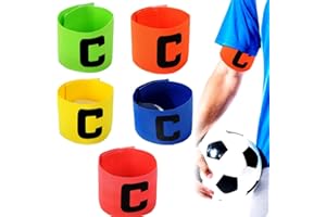 KQNM Brazaletes de capitán de fútbol, ​​brazaletes de capitán de fútbol, ​​brazaletes de capitán de fútbol elásticos Ajustables, fútbol y Rugby Deportivo para niños Adultos, Juego de 5