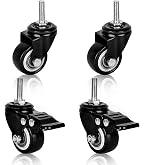DAJAVE 8x Möbelrollen Ø50 Mm – U-Typ Lenkrollen Mit Bremse, TPE-Gummi, Belastbar Bis 120 Kg (insgesamt), Für Möbel, Pflanzenständer & Werkbänke