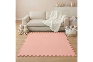 LittleTom Spielmatte Baby Puzzlematte Rosa - 18 Teile 30x30 cm - Krabbelmatte 180x90 cm Bodenmatte Kinder - Puzzle Teppich Kinderzimmer Matte - Outdoor Bodenschutzmatte Spielteppich - Eva Schaumstoff