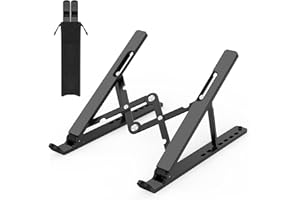 Nayka Adjustable Laptop Stand, Portable Laptop Riser for Desk, ABS+Silicone Laptop Holder, Foldable Ventilated Cooling Notebook Stand for 10-15.6” Laptops,Tablets