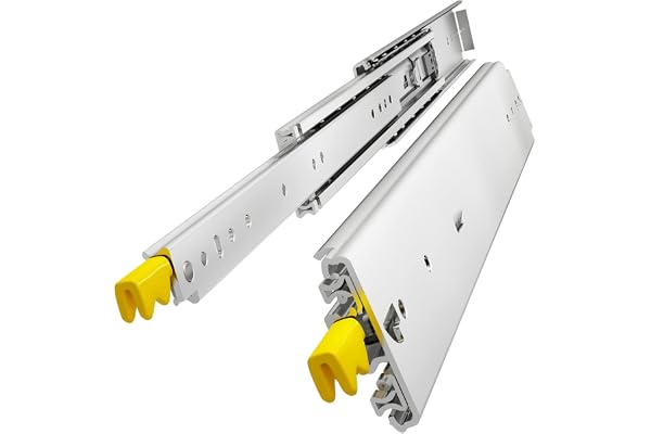 VADANIA Glissières de tiroir robustes de qualité industrielle de 1300 mm avec serrure #D76, élargissement de 76 mm, capacité de charge jusqu'à 148 kg, montage latéral, 1 paire