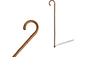 SEGORBINA DE BASTONES Bastone di supporto Camminare Legno Marrone 92 cm con Manico Curvo e Puntale in Gomma, Baton per Anziani (560)