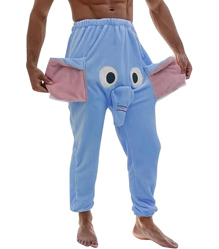 Produktbild von Pyjama Herren Lustig Elefanten Hose Mit Rüssel - Flanellhose