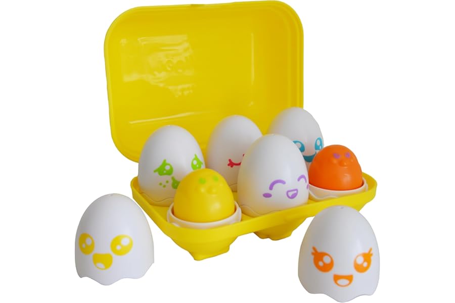 Toomies Hide and Squeak Eggs Baby Toy - Baby Box of Big Eggs with 3 Squeak Chicks & 3 Rattle Chicks - Colour & Shape Sorter Baby Sensory Toys - Toddler Toys & Baby Toys 6 Months Plus to 36 Months