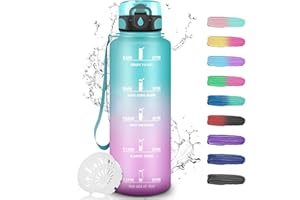 Grsta Gourde Motivation 1,5l, Gourde Sport avec Filtre, Bouteille d'eau anti Fuite, Bouteille avec Slogan de Motivation, Facile à Nettoyer, Bouteille d'eau pour Running, Randonnée