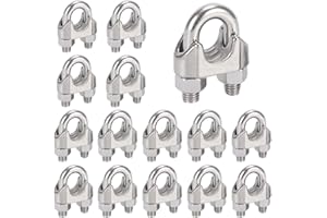 AISHOW 16 Pièces Serre Cable Acier M6,Serre Cable Inox 304 U Boulon Clip de Câble Métalliques,Pour Câble Métallique en Acier de 6 mm,Corde