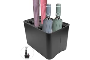 Cnwinu Umbrella Stand, 15 Hole, Black, Minimalist, Powder-Coated, With Removable Water Tray, Holds Umbrellas, Canes, Walking Sticks, Ideal for Home, Office, Hotels, Golf Courses