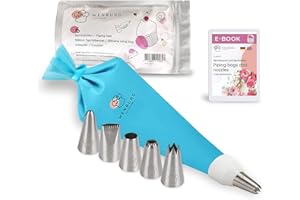 Wenburg Kit de 7 Douilles à Pâtisserie Professionnelles en Acier Inoxydable de Qualité Supérieure pour Sublimer vos Créations Culinaires - Poche à Douille Reutilisable Compatible Lave-vaisselle