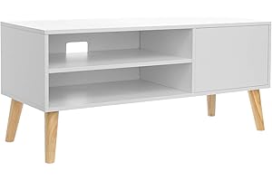 ‎VASAGLE VASAGLE TV-Schrank, Lowboard, Fernsehschrank für Fernseher bis zu 50 Zoll, 110 cm lang, Fernsehtisch, für Wohnzimmer, Industrie-Design, weiß LTV09WT